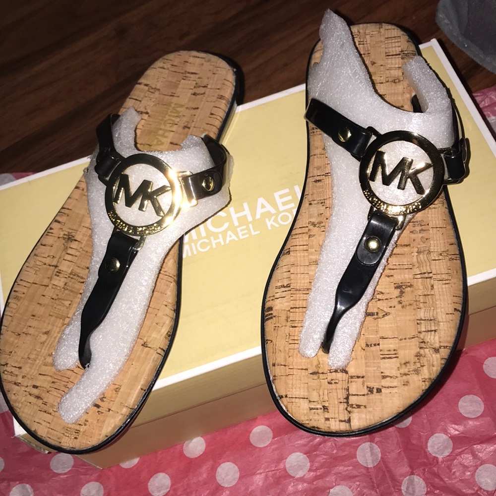 Brand New Michael Kors Gold&Black Sandals